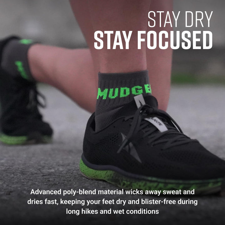 MudGear Quarter (¼) Crew Socks - Gray/Green (2 pair pack)