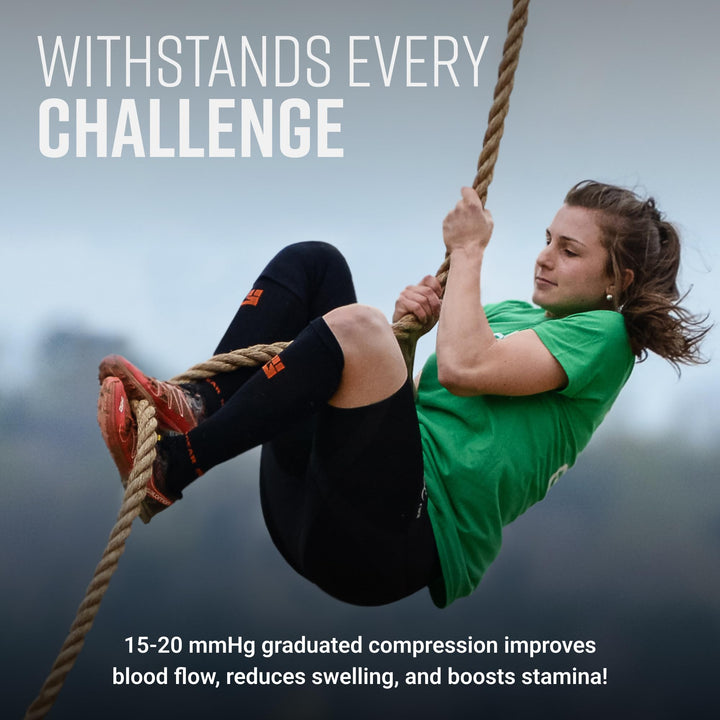 Tall Compression Socks (Black/Orange)