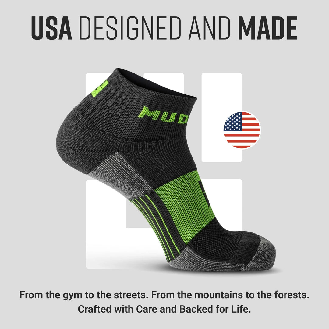 MudGear Quarter (¼) Crew Socks - Gray/Green (2 pair pack)