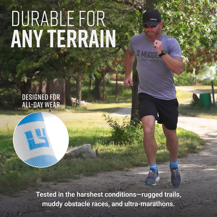 MudGear Quarter (¼) Crew Socks - Neon Blue (2 pair pack)