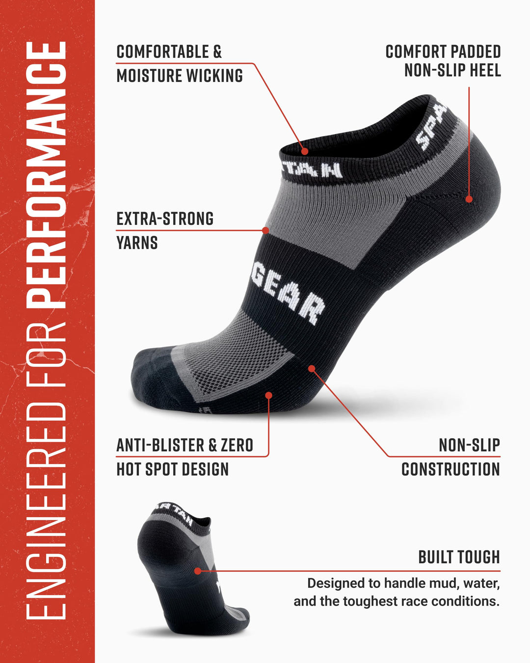 SPARTAN by MudGear No-Show Sock