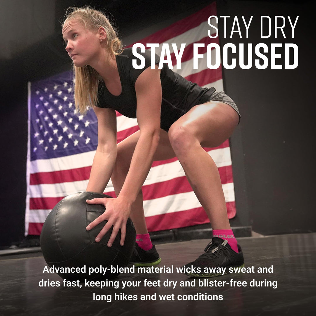 MudGear Quarter (¼) Crew Socks - Pink/Gray (2 pair pack)