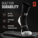 Black and gray MudGear Ruck Sock with white heel and toe, displayed on stone surface showing compression support zones
