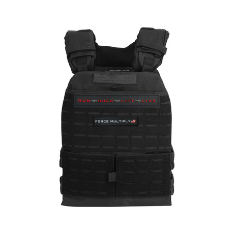 Black Centurion weight vest with shoulder straps and weighted plate pockets