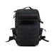 Black Directional Force Motivator Ruck Pack with red text, front view showing multiple compartments and padded straps