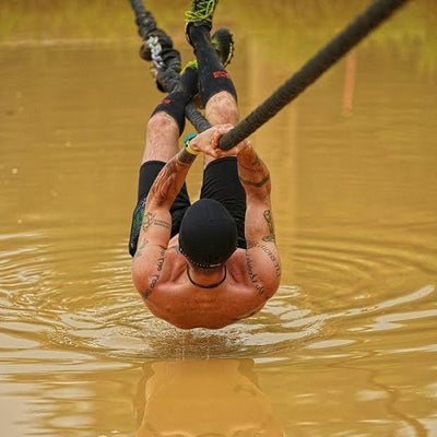 MudGear Mike Natale takes on the traverse in MudGear Compression Mud Run Socks — customer photo