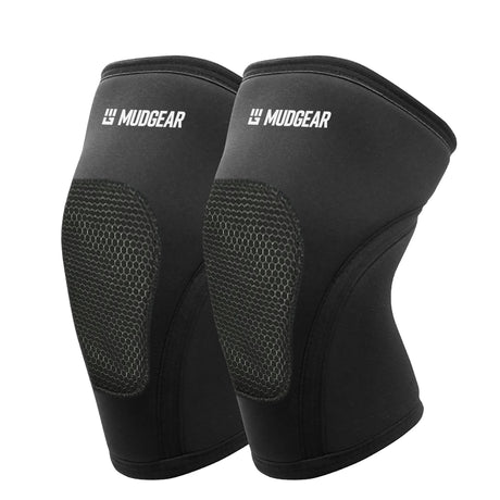 MudGear black knee pads with textured grip panels on front