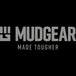 MudGear Made Tougher logo in light gray on black background