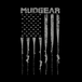 MudGear USA flag design with rope-climbing athletes silhouettes in light gray on black shirt