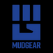 MudGear logo featuring blue fist icon and text on black background