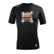 Black Mudder Ruckers race jersey with white and orange splatter graphic design