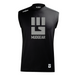 Black MudGear Performance sleeveless shirt with gray fist logo on chest