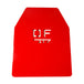 Red powder coated weight vest plate with DF logo cutout, 5.75 lb