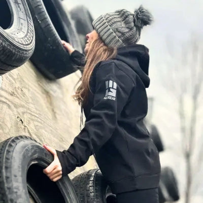 mudgear AWW hoodie black lifestyle image — customer photo