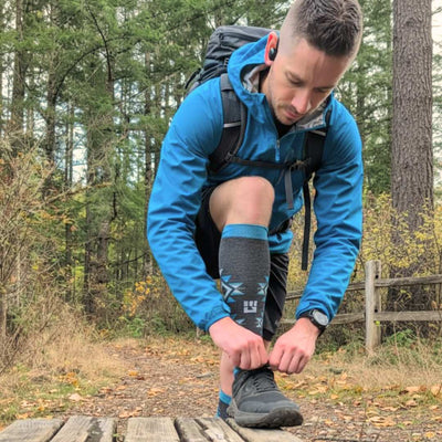 mudgear mesa horizon socks gray blue lifestyle photo 1 — customer photo