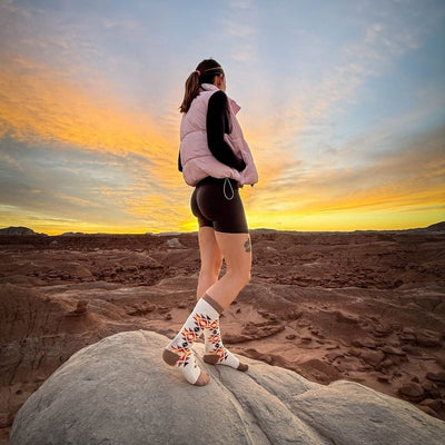 Customer photo of MudGear Mesa Horizon Tall Compression Socks - Tan/Brown (1 Pair)