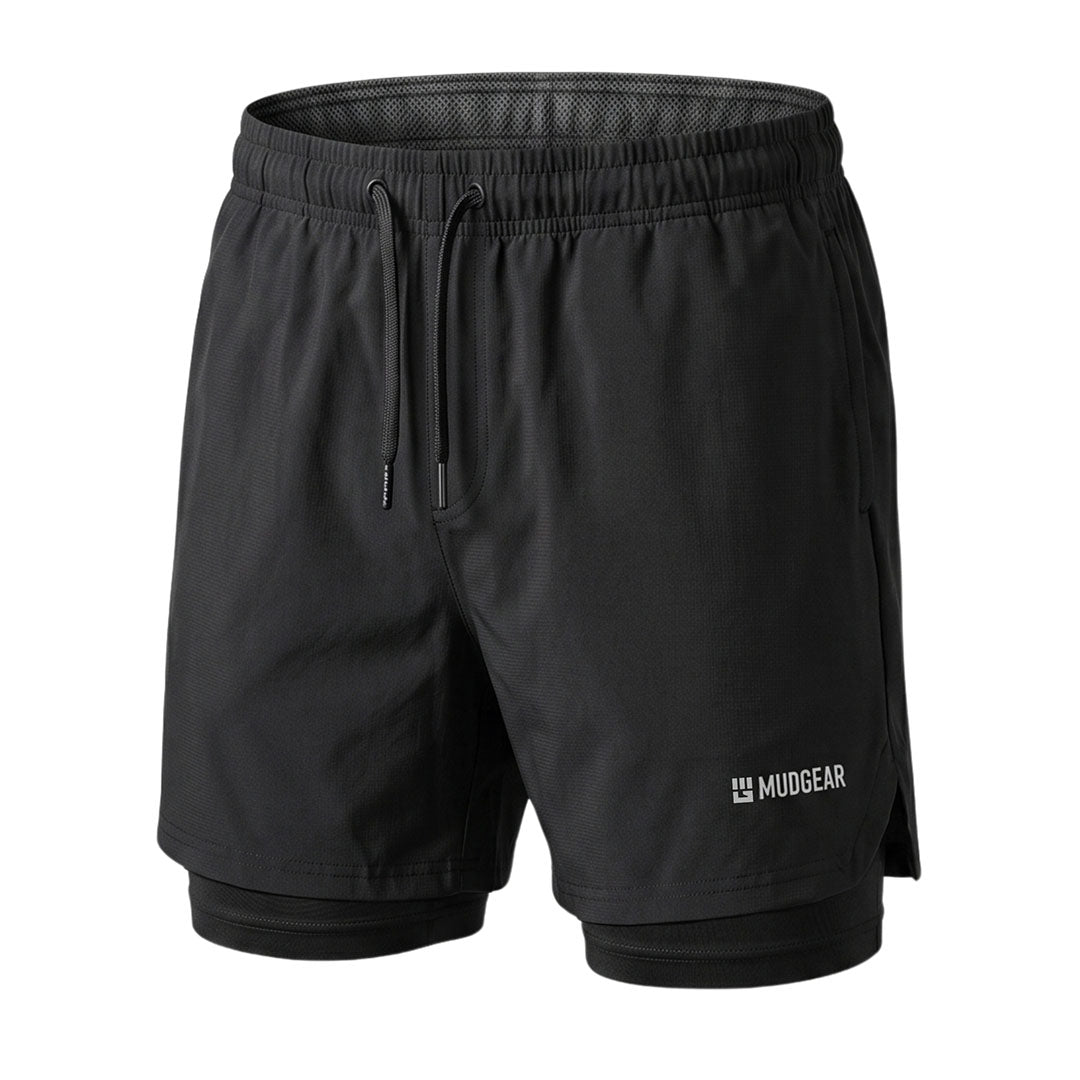 MudGear Men's 2-in-1 Training Shorts - Black