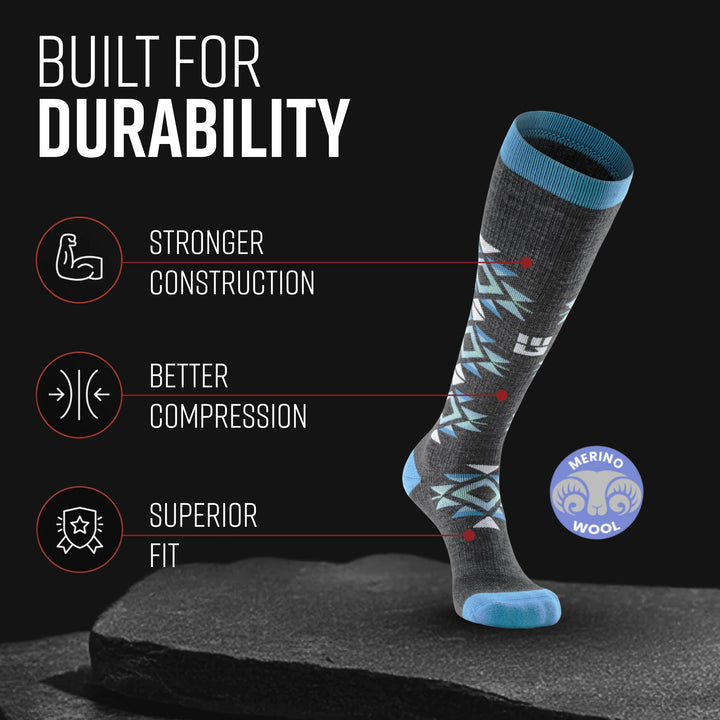MudGear Mesa Horizon Tall Compression Socks - Gray/Blue (1 Pair)