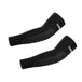 Black padded arm sleeves with mesh panels and elastic cuffs, pair displayed flat