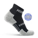 MudGear Quarter Crew Merino Wool socks in black and gray with Merino Wool badge