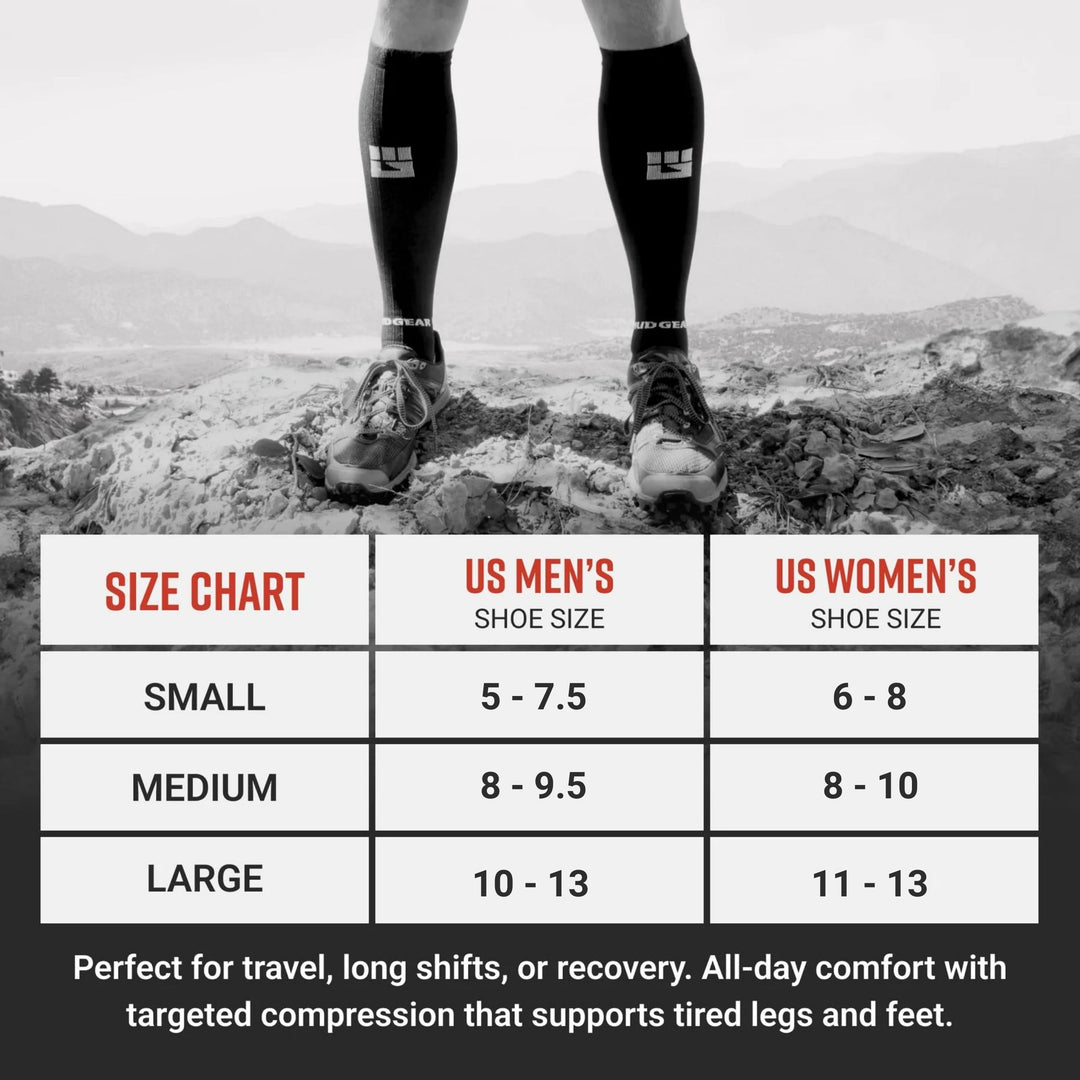 Tall Compression Merino Wool Socks (Black/Gray)