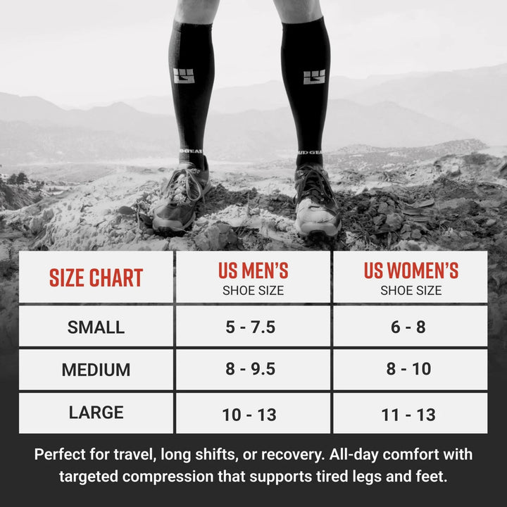 Tall Compression Merino Wool Socks (Black/Gray)