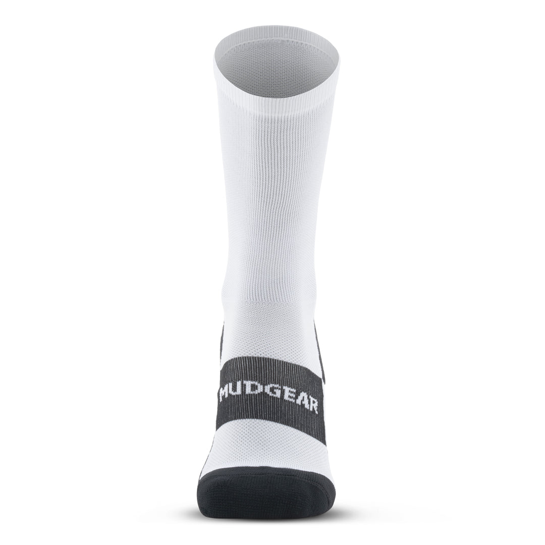 MudGear white crew height socks for women