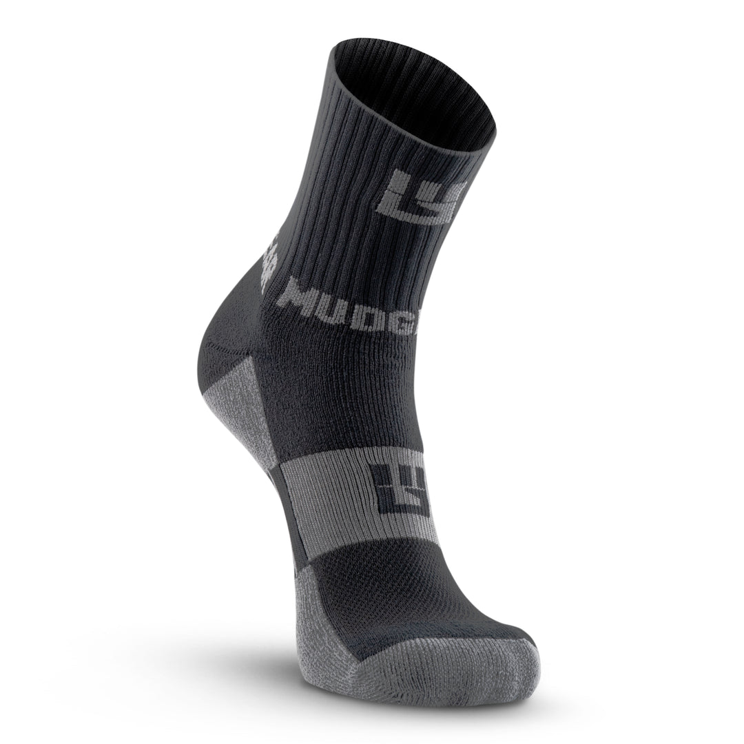 Mudgear - 5" Crew Height Trail Running Sock Black/ Gray