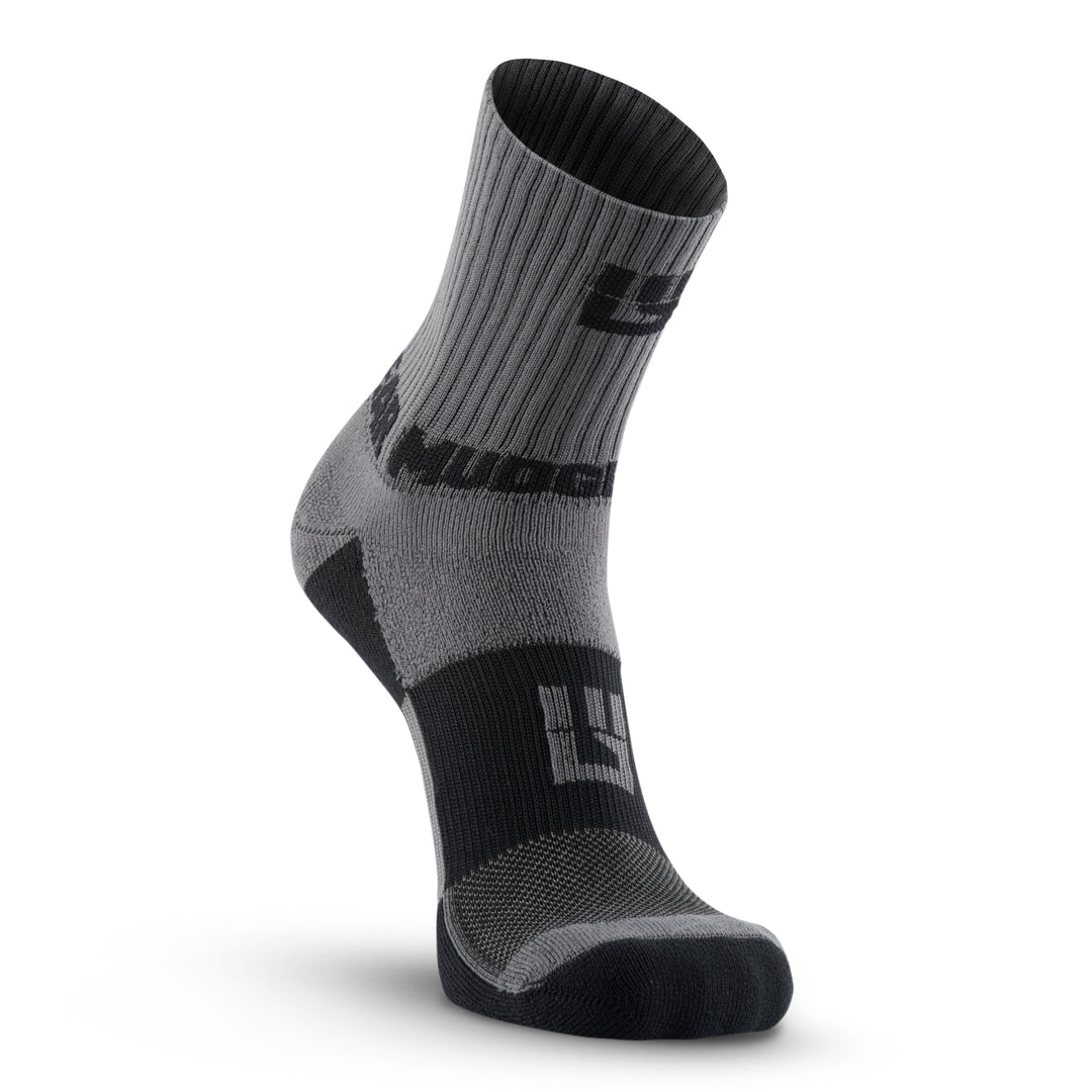 Mudgear - 5" Crew Height Trail Running Sock Gray/Black