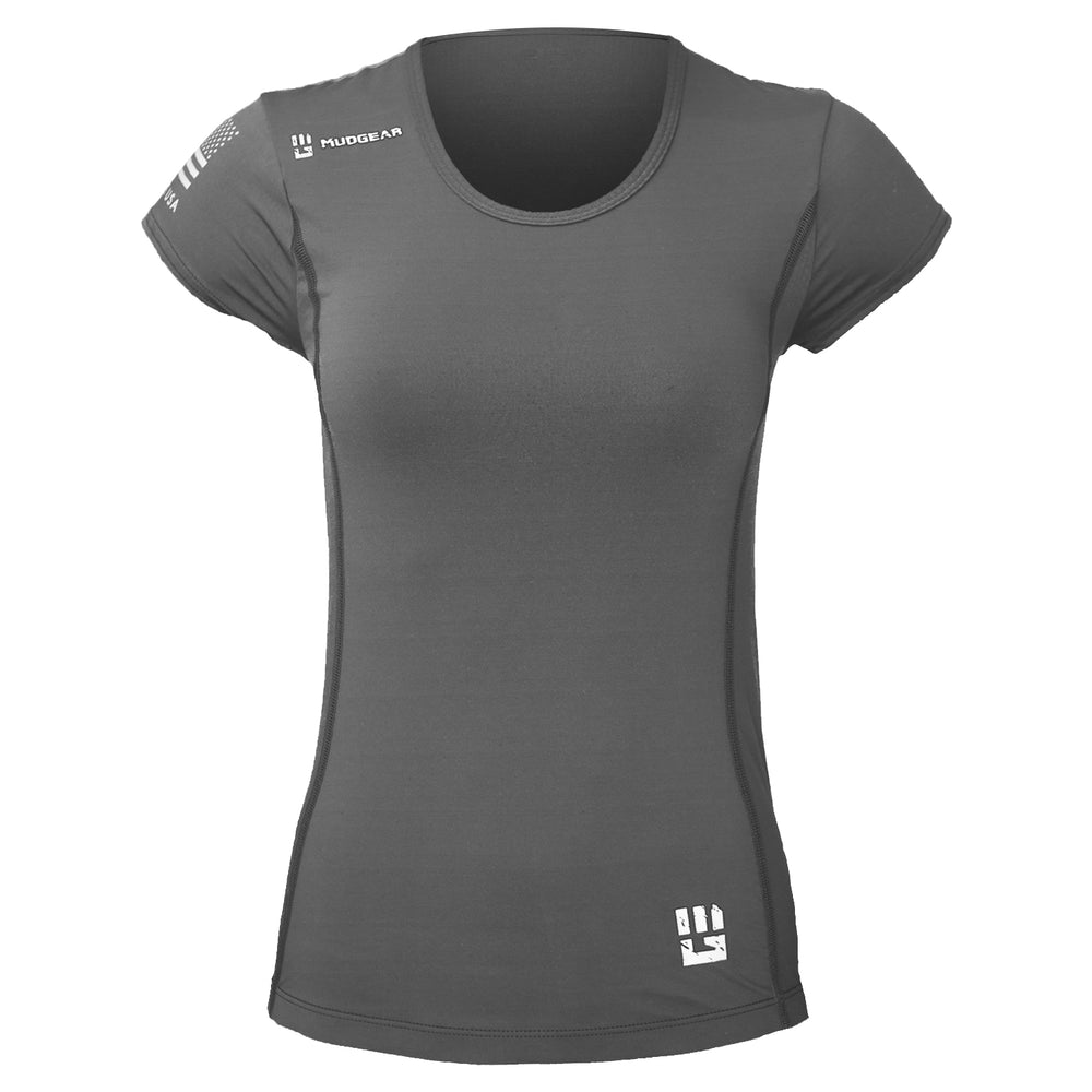 Mudgear Women’s Fitted Performance Shirt - Short Sleeve Front (Gray)