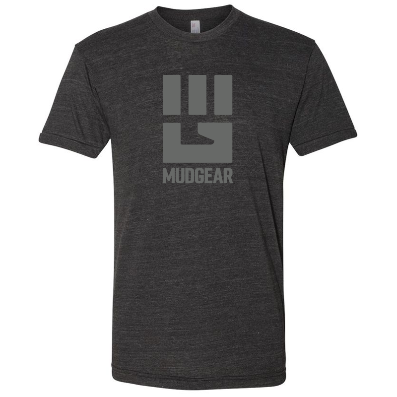 USA MADE TRI-BLEND TEE (HEATHER BLACK) with Gray Mudgear Logo