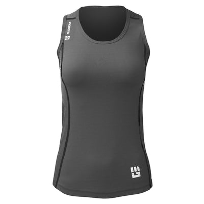 Mudgear Women’s Performance Racerback Tank Front (Gray)