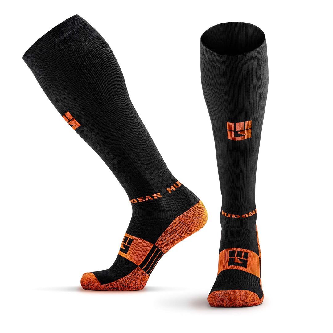 Tall Compression Socks (Black/Orange)